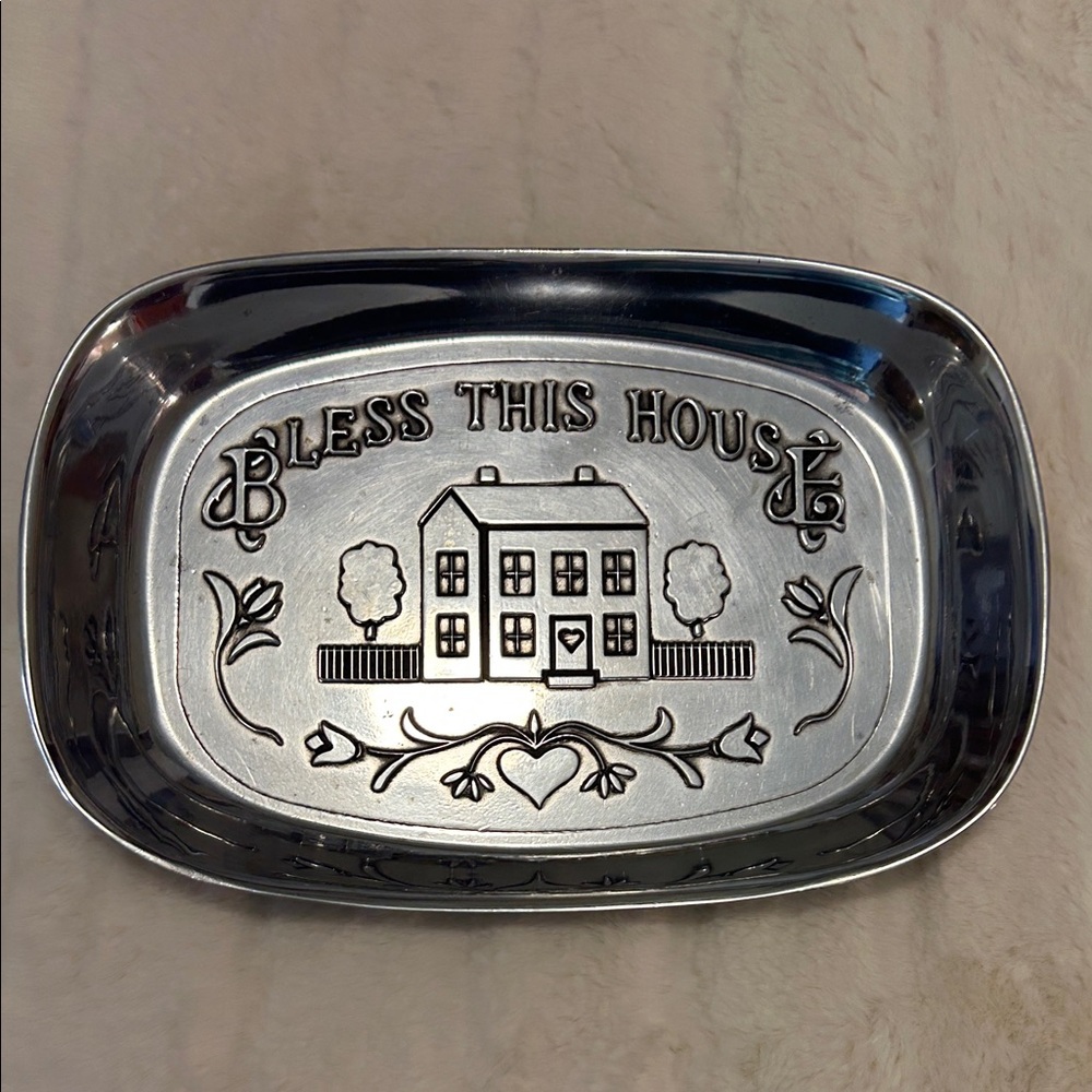 Wilton Armetale "Bless This House" Pewter Bread Tray - Picture 1 of 5